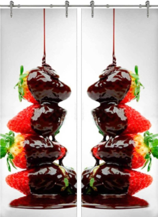 Раздвижная стеклянная дверь двустворчатая Fruite-15 ПО (Фотопечать)