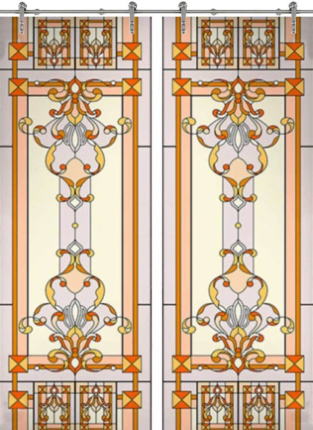 Раздвижная стеклянная дверь двустворчатая Stained Glass-14 ПО (Фотопечать)