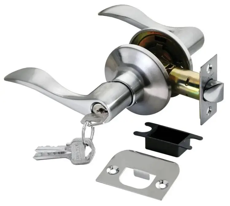 Ручка дверная HK-03 L SC ключ-фиксатор, мат. хром