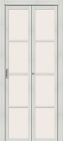 Складная дверь экошпон Bravo Твигги-11.3, остекленная, Bianco veralinga