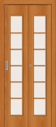 Складная дверь ламинированная Браво 2С, остекленная, Л-12 миланский орех