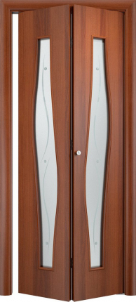 Складная дверь ламинированная Verda С-10 (ф), остекленная, итальянский орех