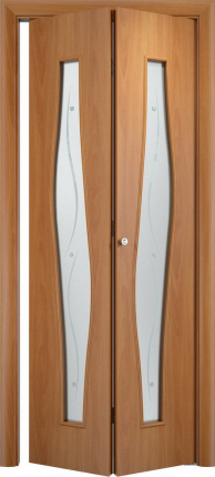 Складная дверь ламинированная Verda С-10 (ф), остекленная, миланский орех