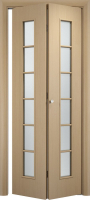 Складная дверь ламинированная Verda С-12 (о), остекленная, беленый дуб