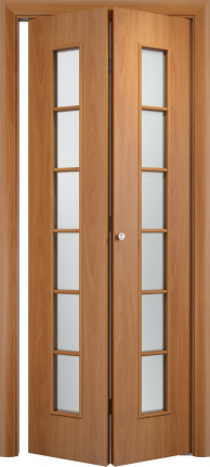 Складная дверь ламинированная Verda С-12 (о), остекленная, миланский орех