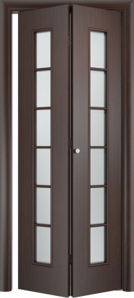 Складная дверь ламинированная Verda С-12 (о), остекленная, венге