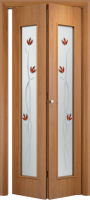 Складная дверь ламинированная Verda С-17 остекленная (тюльпан), миланский орех