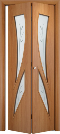 Складная дверь ламинированная Verda С-2 (ф), остекленная, миланский орех