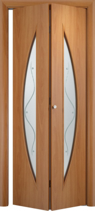 Складная дверь ламинированная Verda С-6 (ф), остекленная, миланский орех