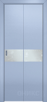 Складная дверь шпонированная Оникс Соло, глухая, голубой