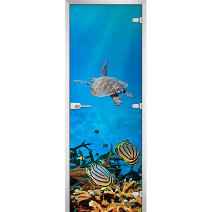 Стеклянная межкомнатная дверь UNDERWATER WORLD-02