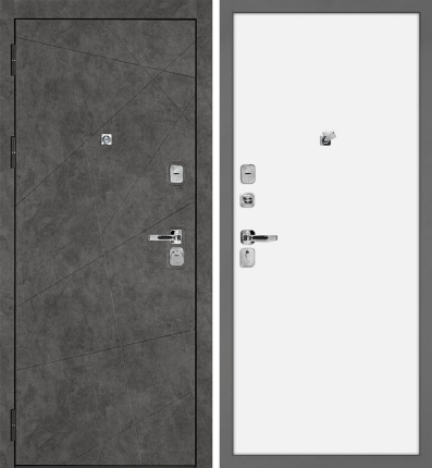 Входная дверь Protector Урбан-127 Бетон темный INVISIBLE Белый грунт