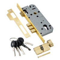Замок с секретным цилиндром LOCK 4585 5-60B D, золото