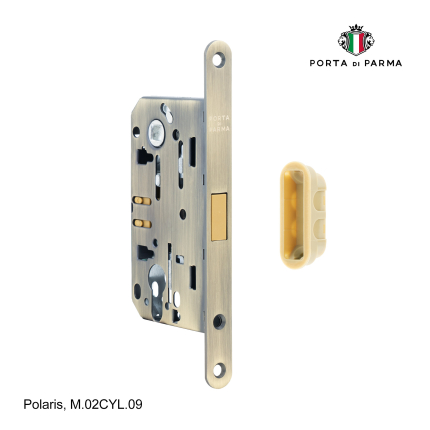 Замок врезной магнитный под цилиндр PORTA DI PARMA Polaris Матовая бронза M.02CYL.09