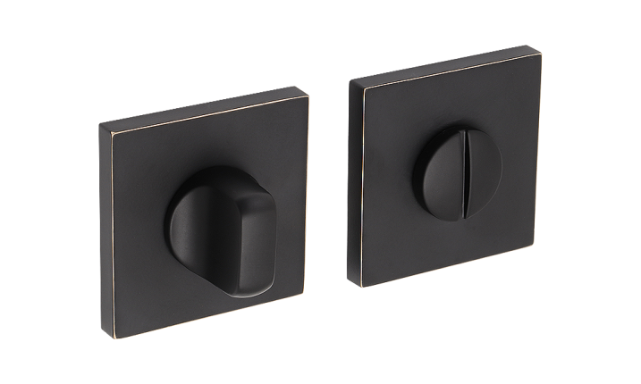 Завертка сантехническая Adden Bau WC SQ-003 BLACK / GOLD RIM черный, грань золото